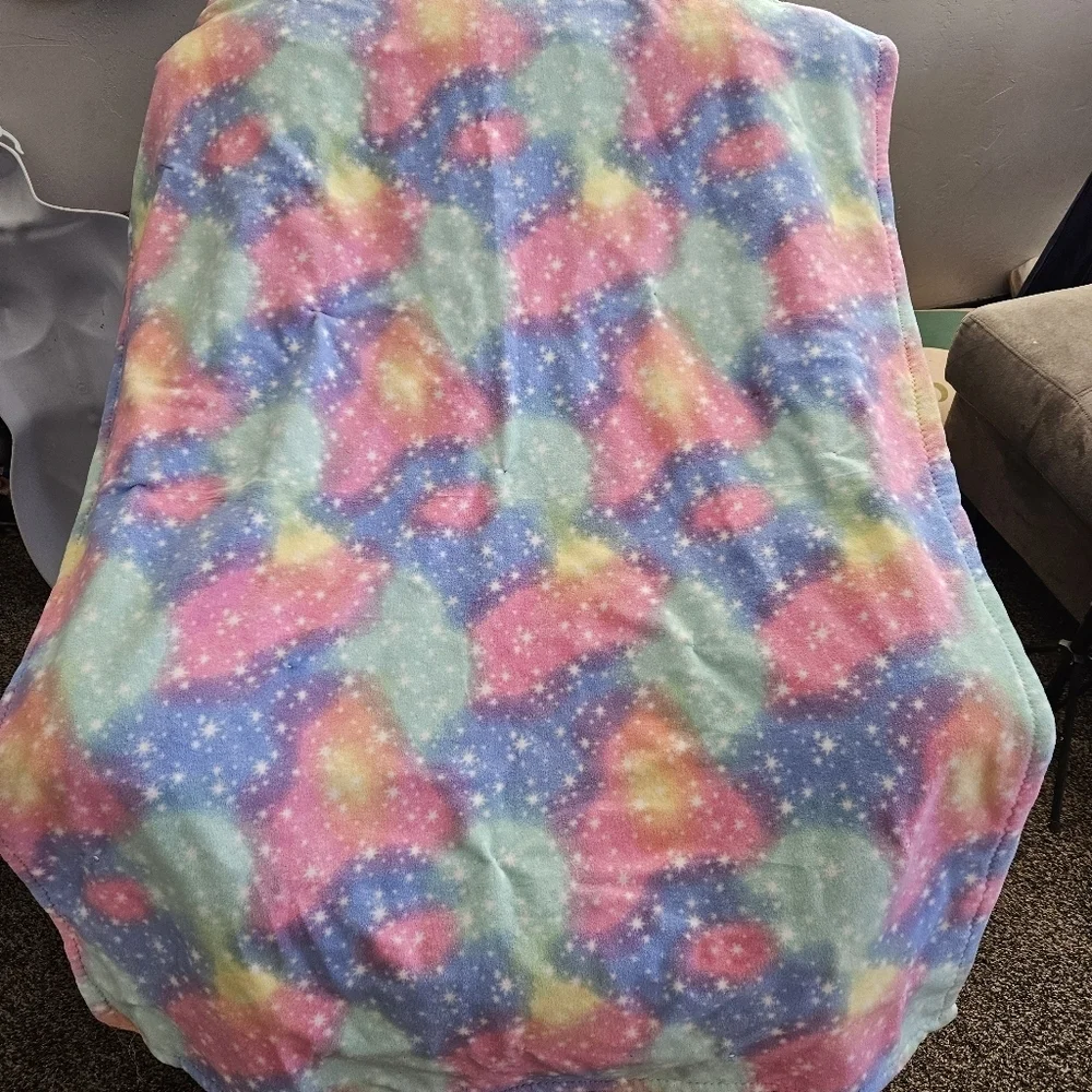 Handmade Patchwork Animal Baby Quilt Blue White Rainbow Sloth Unicorn Sleeping